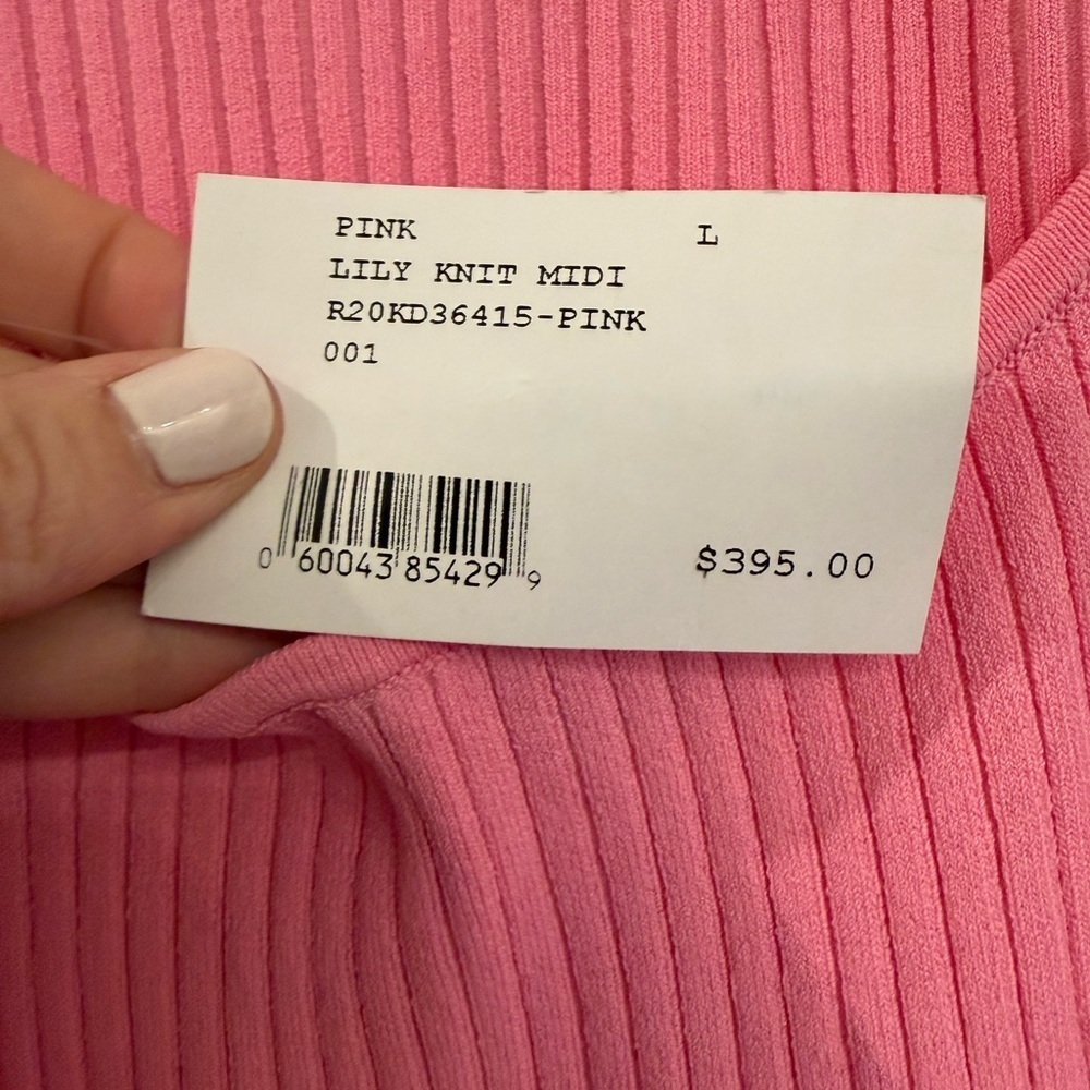 NWT NICHOLAS Lily Ribbed Sleeveless Midi Belted Knit Dress in Pink Large - Picture 6 of 10
